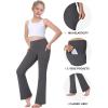 IUGA Girl’s Fleece Lined Flare Leggings High Waist Bell Bottom Yoga Pants with Pockets Preppy Clothes Girls Athletic Leggings(Gray Fleece)