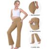 IUGA Girl’s Fleece Lined Flare Leggings High Waist Bell Bottom Yoga Pants with Pockets Preppy Clothes Girls Athletic Leggings(Khaki Fleece)