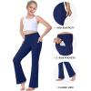 IUGA Girl’s Fleece Lined Flare Leggings High Waist Bell Bottom Yoga Pants with Pockets Preppy Clothes Girls Athletic Leggings(Navy Fleece)