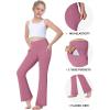 IUGA Girl’s Fleece Lined Flare Leggings High Waist Bell Bottom Yoga Pants with Pockets Preppy Clothes Girls Athletic Leggings(Pink Fleece)