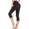 IUGA High Waisted Capri Leggings for Women Workout with Inner Pocket Womens(Black Capris)