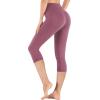 IUGA High Waisted Capri Leggings for Women Workout with Inner Pocket Womens(Pale Red Violet Capris)