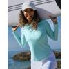 IUGA Rash Guard for Women with Pockets UPF 50+ SPF Shirts for Women Long Sleeve UV Sun Protection Clothing Hiking Swim Shirt(Green)
