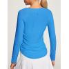 IUGA Rash Guard for Women with Pockets UPF 50+ SPF Shirts for Women Long Sleeve UV Sun Protection Clothing Hiking Swim Shirt(Sea Blue)