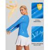 IUGA Rash Guard for Women with Pockets UPF 50+ SPF Shirts for Women Long Sleeve UV Sun Protection Clothing Hiking Swim Shirt(Sea Blue)