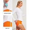 IUGA Rash Guard for Women with Pockets UPF 50+ SPF Shirts for Women Long Sleeve UV Sun Protection Clothing Hiking Swim Shirt(White)