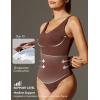 IUGA Shapewear Bodysuits for Women Tummy Control Slimming Tank Top Bodysuit Deep V Neck Sexy Sleeveless Body Suit(Brownie)