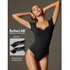 IUGA Short Sleeve Bodysuit for Women Tummy Control Body Suit Sweetheart Neckline Going Out Tops(Black)
