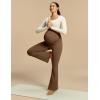IUGA Soft Maternity Pants for Women Yoga Maternity Leggings with Pockets Dressy Maternity Clothes Over The Belly(Brown)