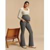 IUGA Soft Maternity Pants for Women Yoga Maternity Leggings with Pockets Dressy Maternity Clothes Over The Belly(Dark Grey)
