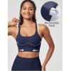 IUGA Sports Bras for Women Strappy Sports Bra Racerback Padded Workout Yoga Gym Y Back Tops with Removable Pads(Blue)