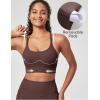 IUGA Sports Bras for Women Strappy Sports Bra Racerback Padded Workout Yoga Gym Y Back Tops with Removable Pads(Brown)