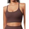 IUGA Sports Bras for Women Strappy Sports Bra Racerback Padded Workout Yoga Gym Y Back Tops with Removable Pads(Brown)