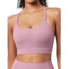 IUGA Sports Bras for Women Strappy Sports Bra Racerback Padded Workout Yoga Gym Y Back Tops with Removable Pads(Pink)