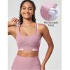 IUGA Sports Bras for Women Strappy Sports Bra Racerback Padded Workout Yoga Gym Y Back Tops with Removable Pads(Pink)