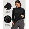 IUGA Workout Thermal Shirts for Women Turtleneck Long Sleeve Fleece Lined Tops Winter Running Gear with 2 Side Pockets(Black)