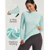 IUGA Workout Thermal Shirts for Women Turtleneck Long Sleeve Fleece Lined Tops Winter Running Gear with 2 Side Pockets(Light Green)