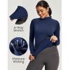 IUGA Workout Thermal Shirts for Women Turtleneck Long Sleeve Fleece Lined Tops Winter Running Gear with 2 Side Pockets(Navy Blue)