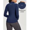IUGA Workout Thermal Shirts for Women Turtleneck Long Sleeve Fleece Lined Tops Winter Running Gear with 2 Side Pockets(Navy Blue)