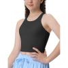 Girls Tank Tops Double Lined Crop Tops for Kids High Crew Neck Racerback Basic Sleeveless Dance Top for Girls(Black)