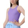 Girls Tank Tops Double Lined Crop Tops for Kids High Crew Neck Racerback Basic Sleeveless Dance Top for Girls(Lavender)