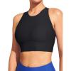 IUGA Bikini Tops for Women Adjustable Cross Back Swim Top Quick Dry Bathing Suit Tops High Neck Swim Bra UPF 50+(Black)
