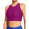 IUGA Bikini Tops for Women Adjustable Cross Back Swim Top Quick Dry Bathing Suit Tops High Neck Swim Bra UPF 50+(Fuchsia)