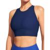 IUGA Bikini Tops for Women Adjustable Cross Back Swim Top Quick Dry Bathing Suit Tops High Neck Swim Bra UPF 50+(Navy Blue)