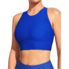 IUGA Bikini Tops for Women Adjustable Cross Back Swim Top Quick Dry Bathing Suit Tops High Neck Swim Bra UPF 50+(Royal Blue)