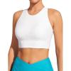 IUGA Bikini Tops for Women Adjustable Cross Back Swim Top Quick Dry Bathing Suit Tops High Neck Swim Bra UPF 50+(White)