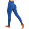 IUGA Butt Lifting Leggings for Women High Waisted Workout Cargo Leggings with Pockets Gym Yoga Pants Tummy Control(Azure)