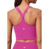 IUGA Buttery Adjustable Workout Tank Tops Woman with Built in Bra Y Back Longline Sports Bra Athletic V-Neck Crop Tops Hot Pink