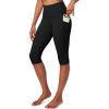 IUGA Capri Leggings for Women with Pockets Women’s High Waisted Knee Length Capris Compression Yoga Pants Workout Leggings(Black)