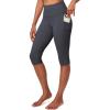 IUGA Capri Leggings for Women with Pockets Women’s High Waisted Knee Length Capris Compression Yoga Pants Workout Leggings(Grey)