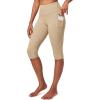 IUGA Capri Leggings for Women with Pockets Women’s High Waisted Knee Length Capris Compression Yoga Pants Workout Leggings(Khaki)