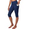 IUGA Capri Leggings for Women with Pockets Women’s High Waisted Knee Length Capris Compression Yoga Pants Workout Leggings(Navy)