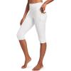 IUGA Capri Leggings for Women with Pockets Women’s High Waisted Knee Length Capris Compression Yoga Pants Workout Leggings(White)
