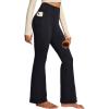 IUGA Fleece Lined Pants Women Thermal Flare Leggings Winter Warm Bootcut Workout Yoga Pants Women with Pockets High Waisted(Black)