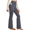 IUGA Fleece Lined Pants Women Thermal Flare Leggings Winter Warm Bootcut Workout Yoga Pants Women with Pockets High Waisted(Grey)