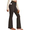 IUGA Fleece Lined Pants Women Thermal Flare Leggings Winter Warm Bootcut Workout Yoga Pants Women with Pockets High Waisted(Mocha)