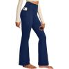 IUGA Fleece Lined Pants Women Thermal Flare Leggings Winter Warm Bootcut Workout Yoga Pants Women with Pockets High Waisted(Navy)