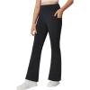 IUGA Girl’s Fleece Lined Flare Leggings High Waist Bell Bottom Yoga Pants with Pockets Preppy Clothes Girls Athletic Leggings(Black Fleece)