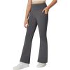 IUGA Girl’s Fleece Lined Flare Leggings High Waist Bell Bottom Yoga Pants with Pockets Preppy Clothes Girls Athletic Leggings(Gray Fleece)