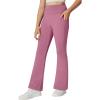 IUGA Girl’s Fleece Lined Flare Leggings High Waist Bell Bottom Yoga Pants with Pockets Preppy Clothes Girls Athletic Leggings(Pink Fleece)