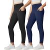IUGA Girls Fleece Lined Leggings High Waisted Yoga Pants with Pockets Winter Leggings for Girls Athletic Warm Leggings(Black & Navy)