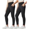 IUGA Girls Fleece Lined Leggings High Waisted Yoga Pants with Pockets Winter Leggings for Girls Athletic Warm Leggings(Black 2 Pack)