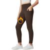 IUGA Girls Fleece Lined Leggings High Waisted Yoga Pants with Pockets Winter Leggings for Girls Athletic Warm Leggings(Coffee)