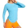 IUGA Rash Guard for Women UPF 50+ Long Sleeve Sun Shirts Swim Shirts for Women Lightweight UV Protection Shirts Hiking Tops(Light Blue)