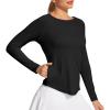 IUGA Rash Guard for Women with Pockets UPF 50+ SPF Shirts for Women Long Sleeve UV Sun Protection Clothing Hiking Swim Shirt(Black)