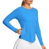 IUGA Rash Guard for Women with Pockets UPF 50+ SPF Shirts for Women Long Sleeve UV Sun Protection Clothing Hiking Swim Shirt(Sea Blue)